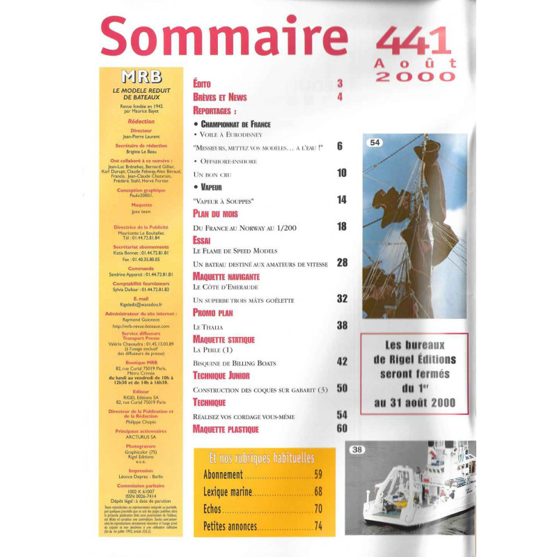 Sommaire Modèle Réduit Bateau 441