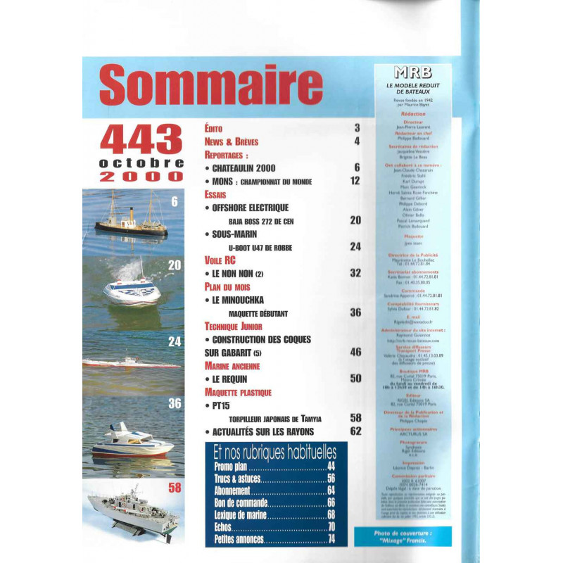 Sommaire Modèle Réduit Bateau 443