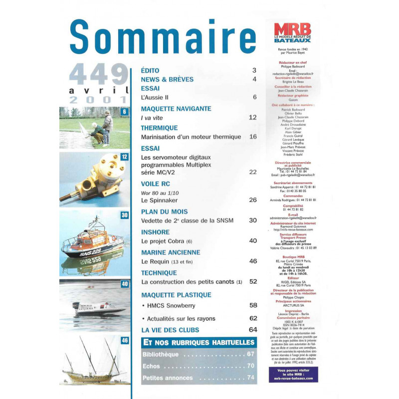 Sommaire Modèle Réduit Bateau 449