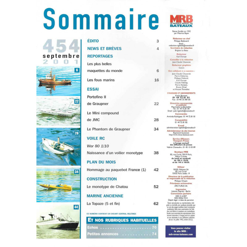 Sommaire Modèle Réduit Bateau 454