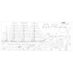 Plan du bateau Quatre mats Quevilly type Bordes.